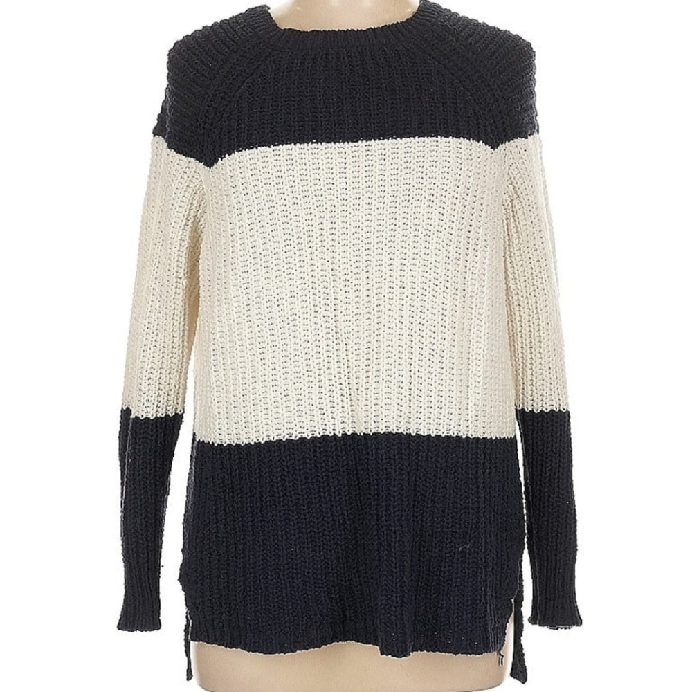 J. CREW Sailor Large Stitch Sailor Navy and Ivory Striped Sweater - Picture 2 of 4